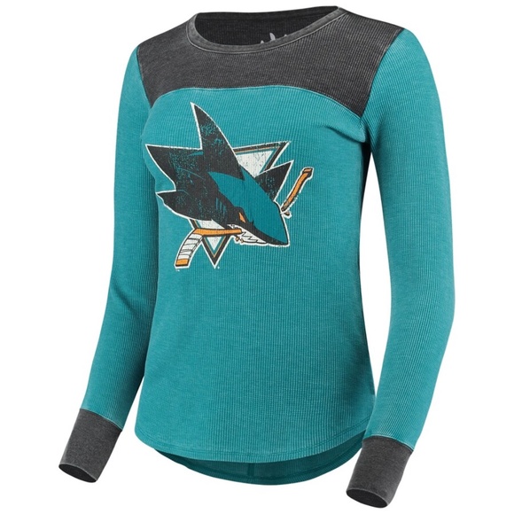 TOUCH BY ALYSSA MILANO San Jose Sharks Teal Blindside Thermal Long Sleeve Top 1X - Picture 3 of 14